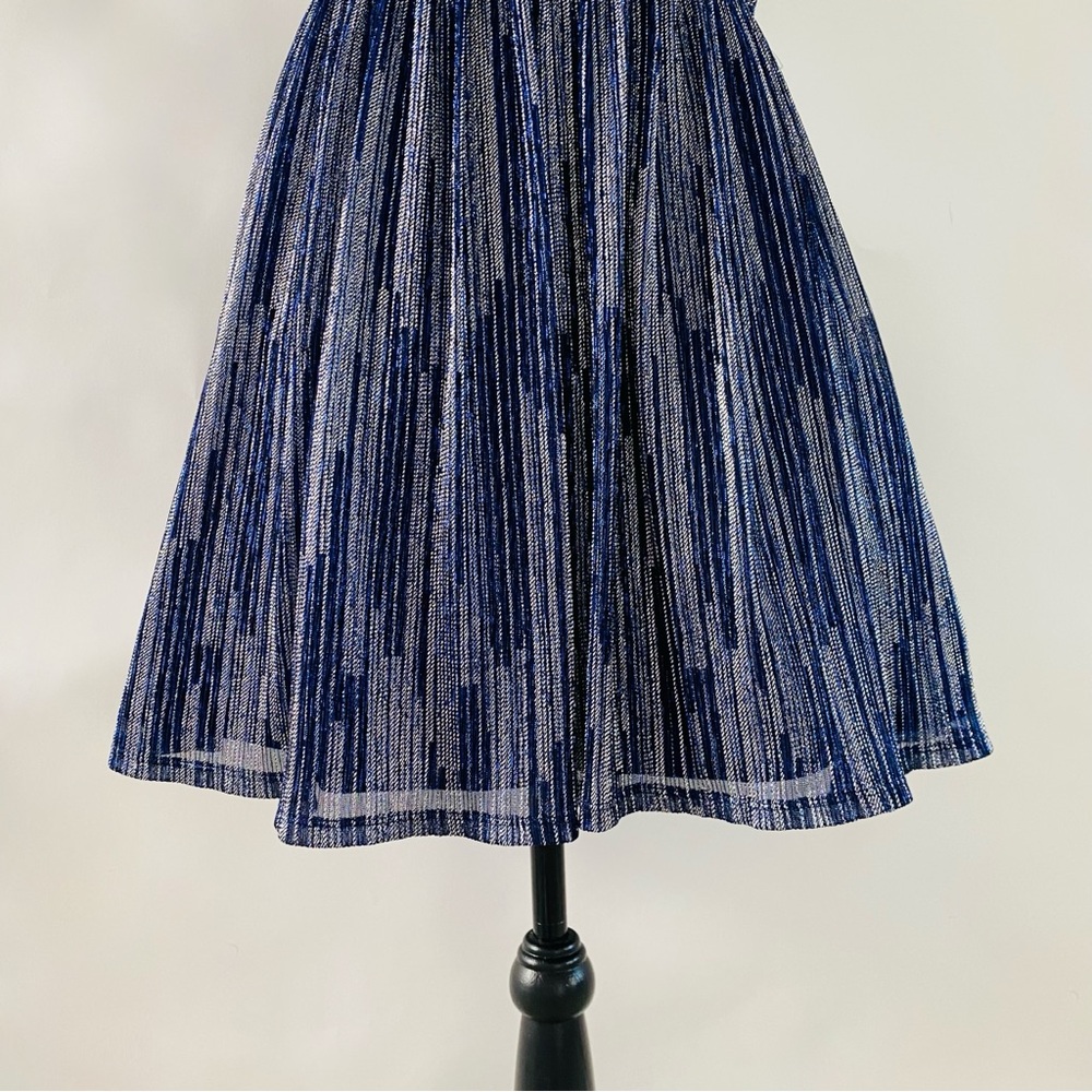 NWT City Studio Glitter Halter High Waist Fit & Flare Mini Dress Blue Junior 7 - Picture 7 of 11